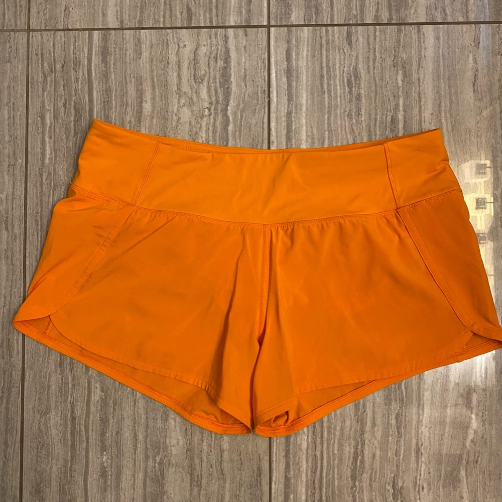 Lululemon Bright Orange Speed Shorts